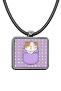 Cute Cat Pockets Pendant necklace Square charms Funny cartoon kittens cat lovers Stainless Pendant Accessories Cat feline fashion cat gifts