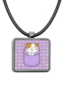 Cute Cat Pockets Square Pendant Necklace
