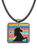 Unicorn Square Pendant necklace Charms Pony Majestic Colorful Rainbow Unicorn Stainless Pendant Accessories Unicorn Stuff gifts toys