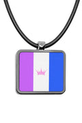 Pride Flags Pendant necklace Square charm Androgynous Butch Demigender Drag Feather Pride Graysexual Pride Flags silver necklace jewelry