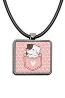 Cute Cat Pockets Square Pendant Necklace
