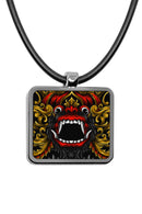 Balinese Barong Mask Square pendant necklace