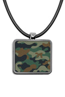 Military Camouflage Square Pendant Necklace