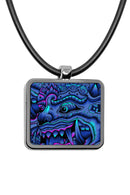 Balinese Barong Mask Square pendant necklace