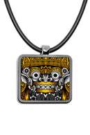 Balinese Barong Mask Square pendant necklace