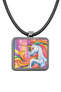 Unicorn Square Pendant necklace Charms Pony Majestic Colorful Rainbow Unicorn Stainless Pendant Accessories Unicorn Stuff gifts toys