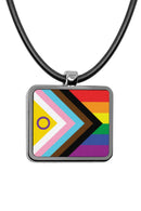 Pride Flags Pendant necklace Square charm Hijira Intersex Progress Lipstick Lesbian Maverique Neutrois Pangender Pocket Gender Rubber Trigender Two Spirit Pride Flags silver necklace jewelry queer flag Pride necklace gifts flags Pride pendant LGBT necklace