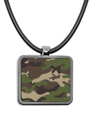 Military Camouflage Square Pendant Necklace