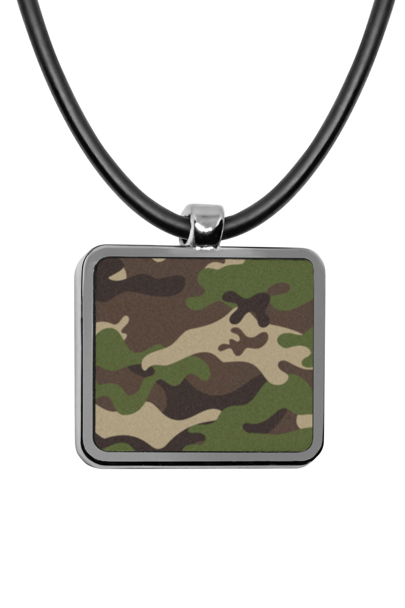 Military Camouflage Pattern Square Pendant necklace Charms Army Gifts Camo Print Pattern Choker Stainless Pendant Accessories