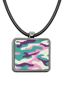 Military Camouflage Square Pendant Necklace