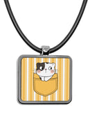 Cute Cat Pockets Square Pendant Necklace