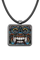 Balinese Barong Mask Square pendant necklace
