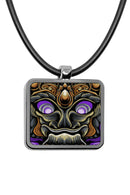 Balinese Barong Mask Square pendant necklace