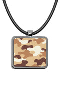 Military Camouflage Pattern Square Pendant necklace Charms Army Gifts Camo Print Pattern Choker Stainless Pendant Accessories