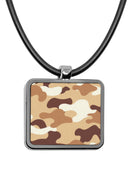 Military Camouflage Square Pendant Necklace