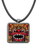Balinese Barong Mask Square pendant necklace