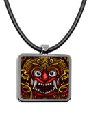 Balinese Barong Mask Square pendant necklace
