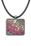 Henna Square Pendant Necklace