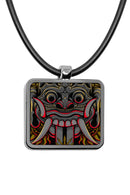Balinese Barong Mask Square pendant necklace
