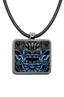 Balinese Barong Mask Square pendant necklace