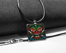 Balinese Barong Mask Square pendant necklace