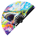 Shark Psychedelic | Hand Fan foldable bamboo gifts Festival accessories Rave handheld event Clack fans