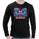 Neon Rave Butterfly | Super Soft T-shirt | Cotton Crew Neck Long sleeve T Shirt Men's