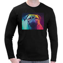 Neon Pug | Super Soft T-shirt | Cotton Crew Neck Long sleeve T Shirt Men's