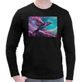 Neon Hummingbird | Super Soft T-shirt | Cotton Crew Neck Long sleeve T Shirt Men's