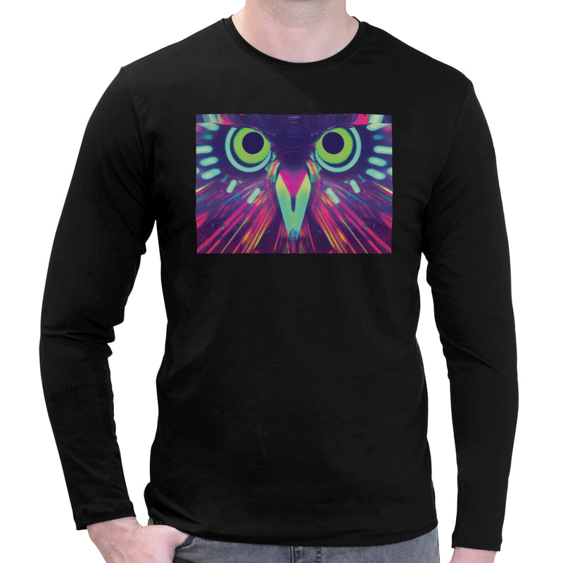 Neon Tribal Parrot | Super Soft T-shirt | Cotton Crew Neck Long sleeve T Shirt Men's