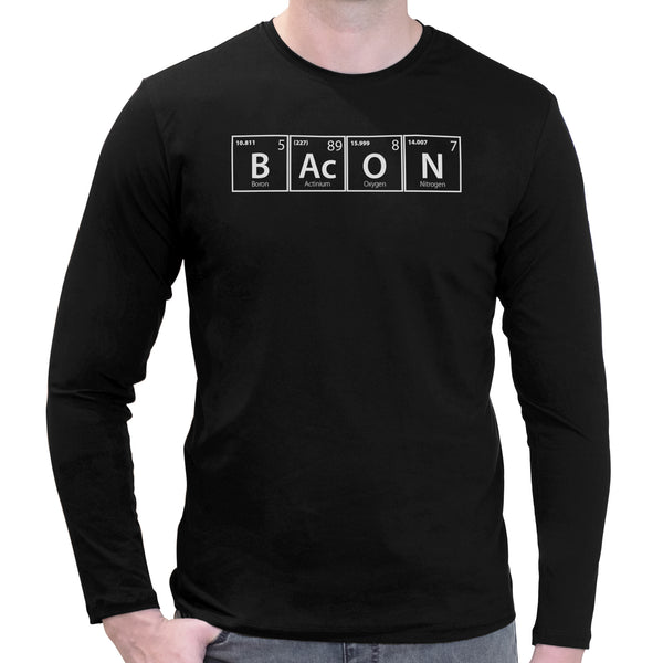 Bacon Periodic Table | Super Soft T-shirt | Cotton Crew Neck Long sleeve T Shirt Men's