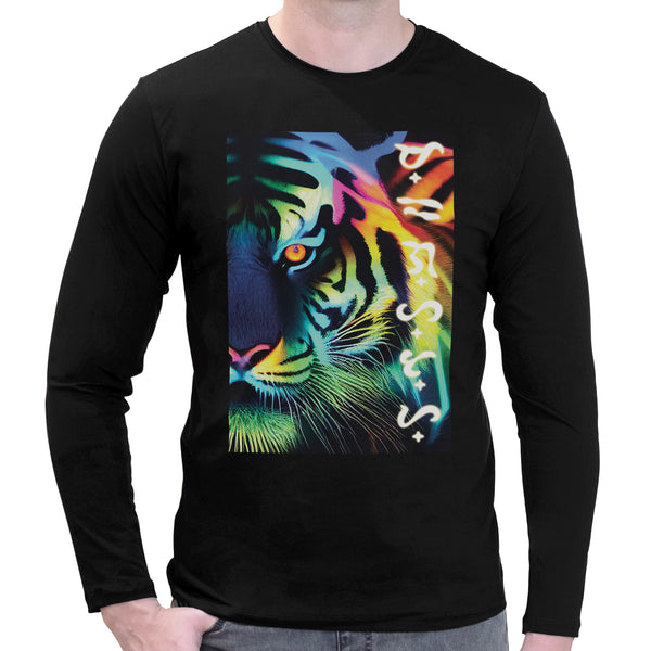 Baybayin Neon Tiger | Super Soft T-shirt | Cotton Crew Neck Long sleeve T Shirt Men's
