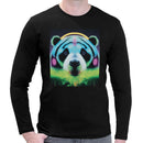 Neon Cute Panda | Super Soft T-shirt | Cotton Crew Neck Long sleeve T Shirt Men's
