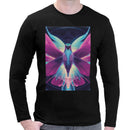 Neon Mandala Hummingbird | Super Soft T-shirt | Cotton Crew Neck Long sleeve T Shirt Men's