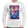 Neon Rave Tiger | Super Soft T-shirt | Cotton Crew Neck Long sleeve T Shirt Men's
