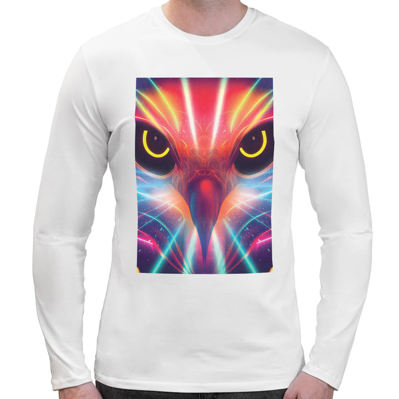 Neon Parrot | Super Soft T-shirt | Cotton Crew Neck Long sleeve T Shirt Men's
