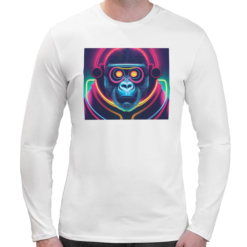Neon Gorilla | Super Soft T-shirt | Cotton Crew Neck Long sleeve T Shirt Men's