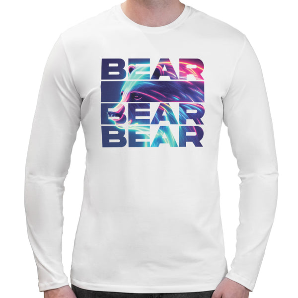 Bear Neon Rave | Super Soft T-shirt | Cotton Crew Neck Long sleeve T Shirt Men's