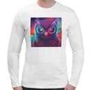 Neon Owl | Super Soft T-shirt | Cotton Crew Neck Long sleeve T Shirt Men's