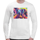 Elephant Neon | Super Soft T-shirt | Cotton Crew Neck Long sleeve T Shirt Men's