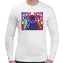 Neon Mandala Pug | Super Soft T-shirt | Cotton Crew Neck Long sleeve T Shirt Men's