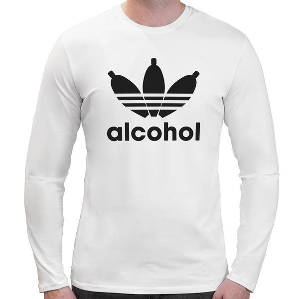 Alcohol Spoof Logo | Super Soft T-shirt | Cotton Crew Neck Long sleeve T Shirt Men's