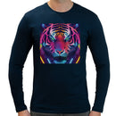 Tiger Neon Psychedelic | Super Soft T-shirt | Cotton Crew Neck Long sleeve T Shirt Men's