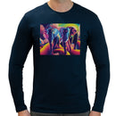 Elephant Neon Men Long Sleeves T-shirt