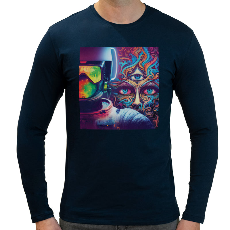 Astronaut Psychedelic | Super Soft T-shirt | Cotton Crew Neck Long sleeve T Shirt Men's