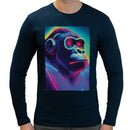 Neon Rave Gorilla | Super Soft T-shirt | Cotton Crew Neck Long sleeve T Shirt Men's