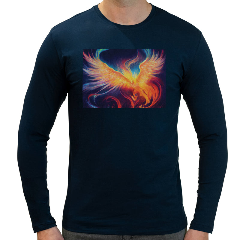 Cosmic Phoenix | Super Soft T-shirt | Cotton Crew Neck Long sleeve T Shirt Men's