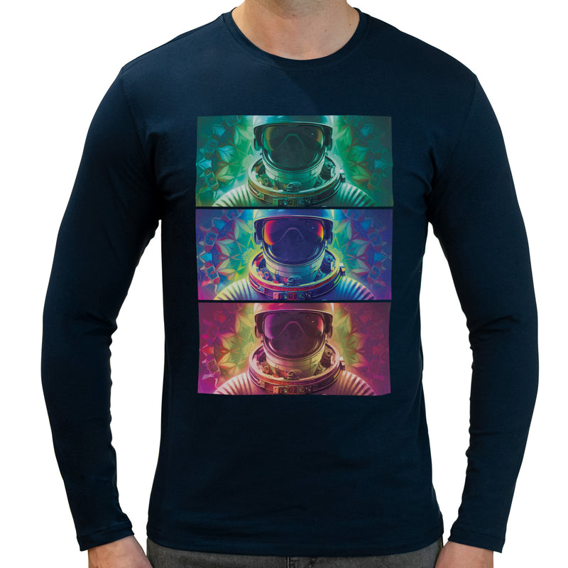 Astronaut Psychedelic | Super Soft T-shirt | Cotton Crew Neck Long sleeve T Shirt Men's