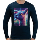 Neon Space Llama Men Long Sleeves T-shirt
