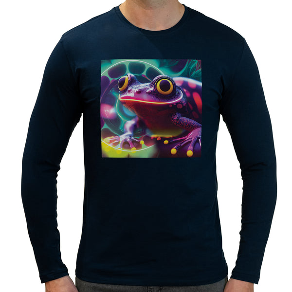 Frog Neon Psychedelic Toad Acid Poison Dart Frog | Super Soft T-shirt | Cotton Crew Neck Long sleeve T Shirt Men's